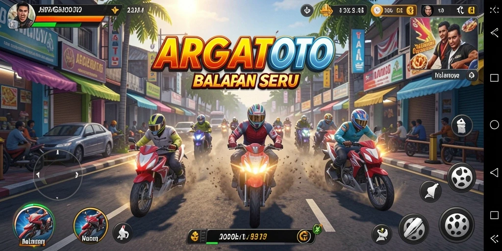 Screenshot menampilkan aksi balapan mendebarkan dalam ARGATOTO.