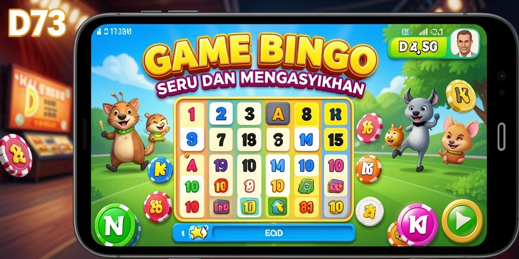 Tampilan gameplay D73 yang menarik dengan suasana Bingo yang seru.