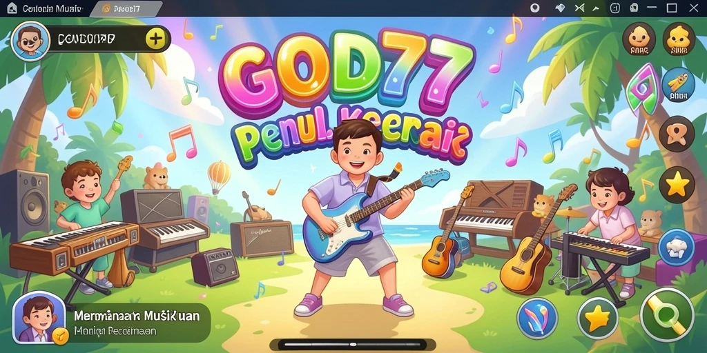 Screenshot gameplay GOD77 menunjukkan pengalaman musik yang menyenangkan dan interaktif.