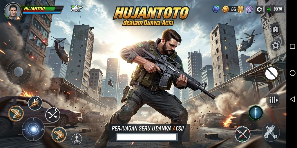 Tampilan gameplay action seru di HUJANTOTO dengan grafis menakjubkan.