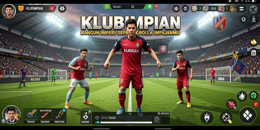 Tampilan menarik dari gameplay manajemen sepak bola di KLUBIMPIAN.