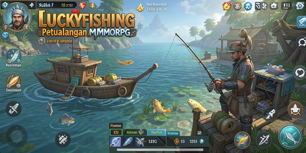 Gameplay seru LUCKYFISHING menunjukkan aksi memancing yang mendebarkan.