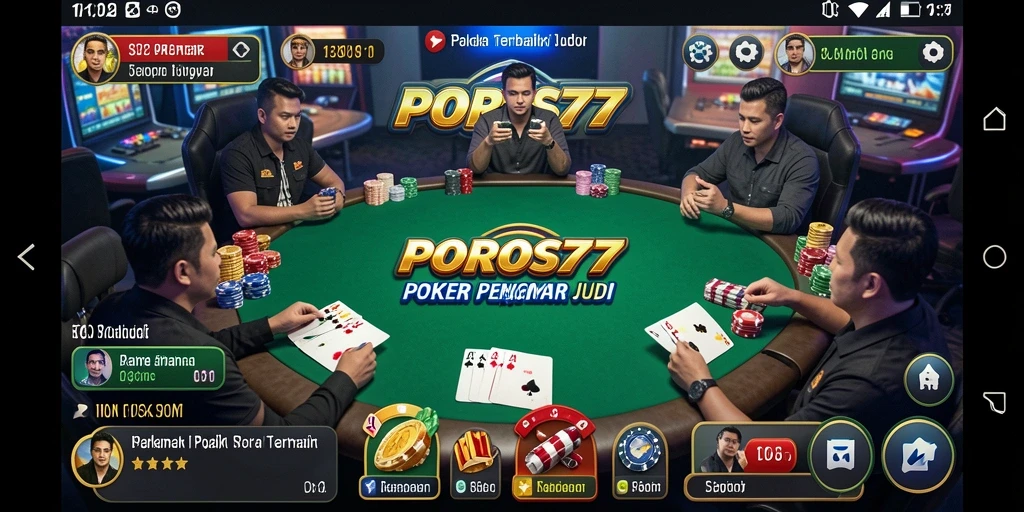 Tampilan gameplay poker yang mendebarkan dan interaktif.