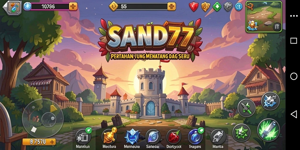 Tampilan gameplay SAND77 menampilkan aksi Tower Defense yang seru dan menegangkan.