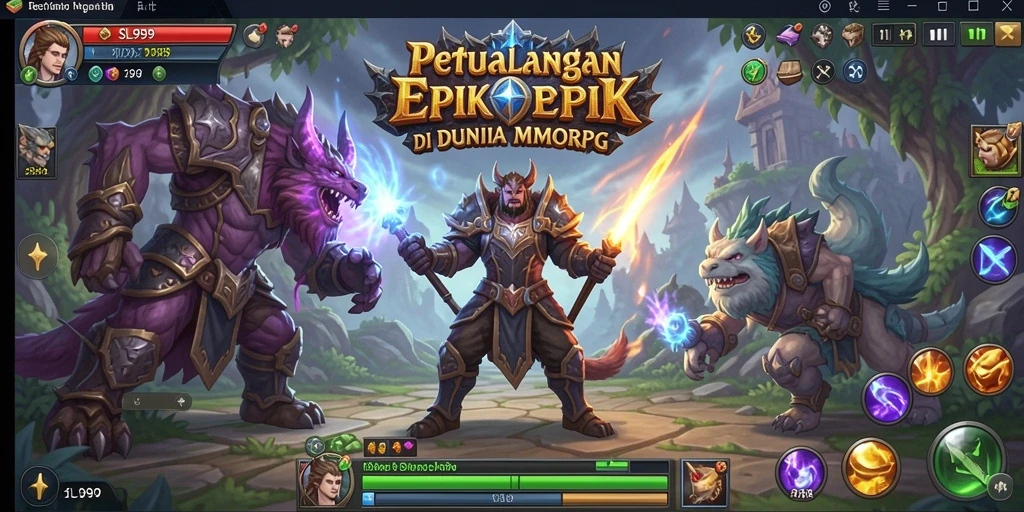 Tangkapan layar menampilkan aksi seru dalam permainan MMORPG SL999.