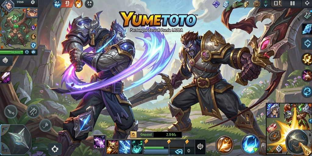 Tangkapan layar YUMETOTO menampilkan aksi seru dalam pertempuran MOBA.